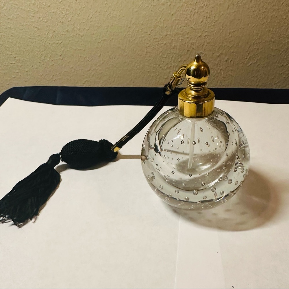 VTG Irice Import I W Rice & Co. Controlled Bubble Glass Perfume Bottle, Atomizer